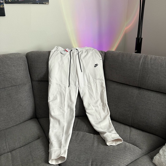 nike tech fleece joggers white mens large - Picture 1 of 7